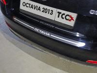 Skoda Octavia (13–) Накладка на задний бампер (лист зеркальный надпись Octavia)